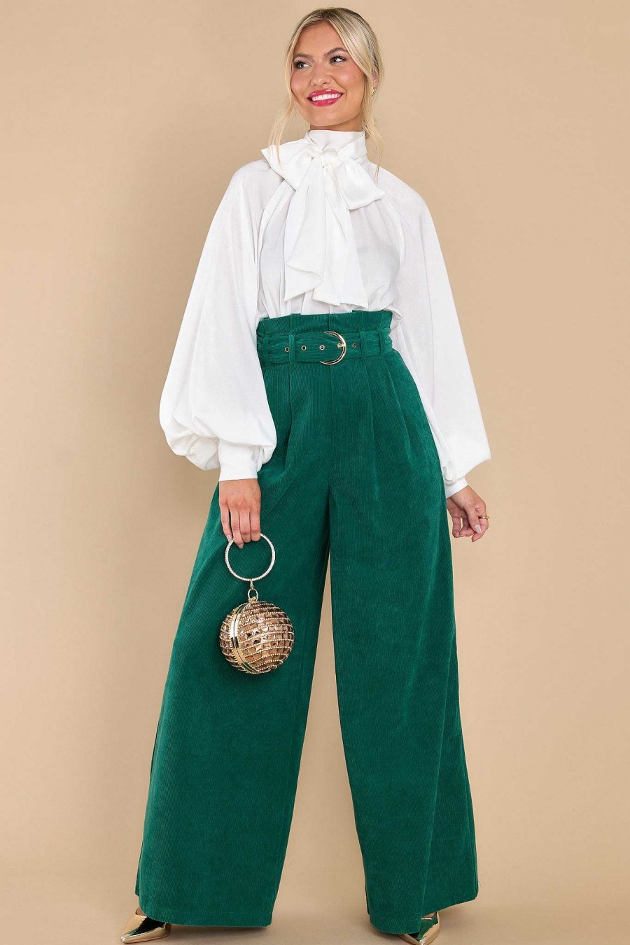 Clothing Aura Pants | Keeping It Classy Corduroy Pants Emerald