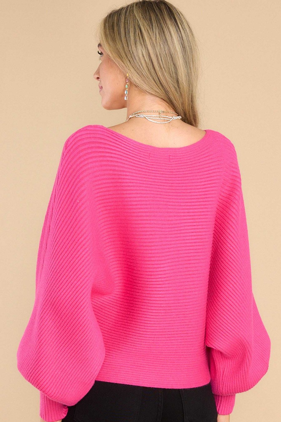 Clothing Red Dress Casual Tops | Straight To Business Sweater Hot Pink