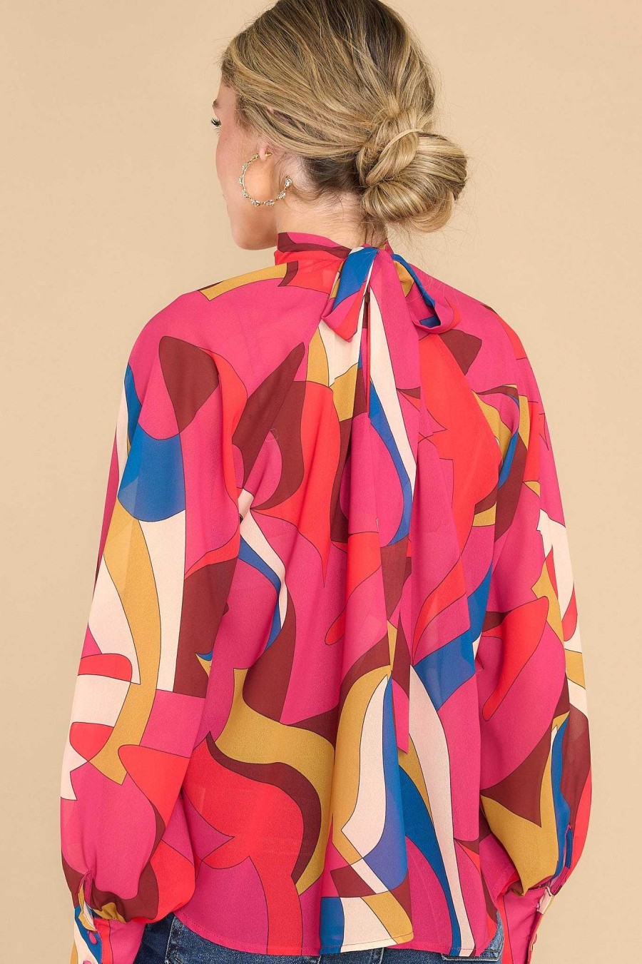 Clothing Aura Blouses & Shirts | Mix And Match Multi Print Top Hot Pink