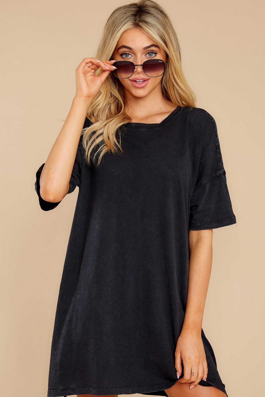 Clothing Z Supply Mini Dresses | Delta Slub Washed T-Shirt Dress Black
