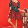 Clothing Aura Mini Dresses | Peace And Joy Plaid Dress Green
