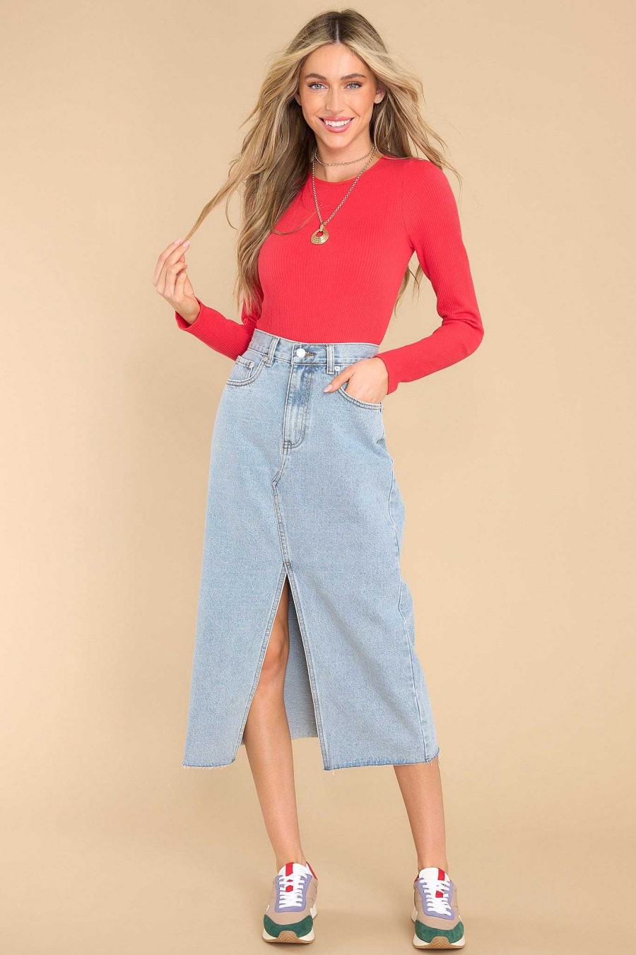 Clothing Red Dress Casual Tops | Protecting My Peace Ribbed Bodysuit Red