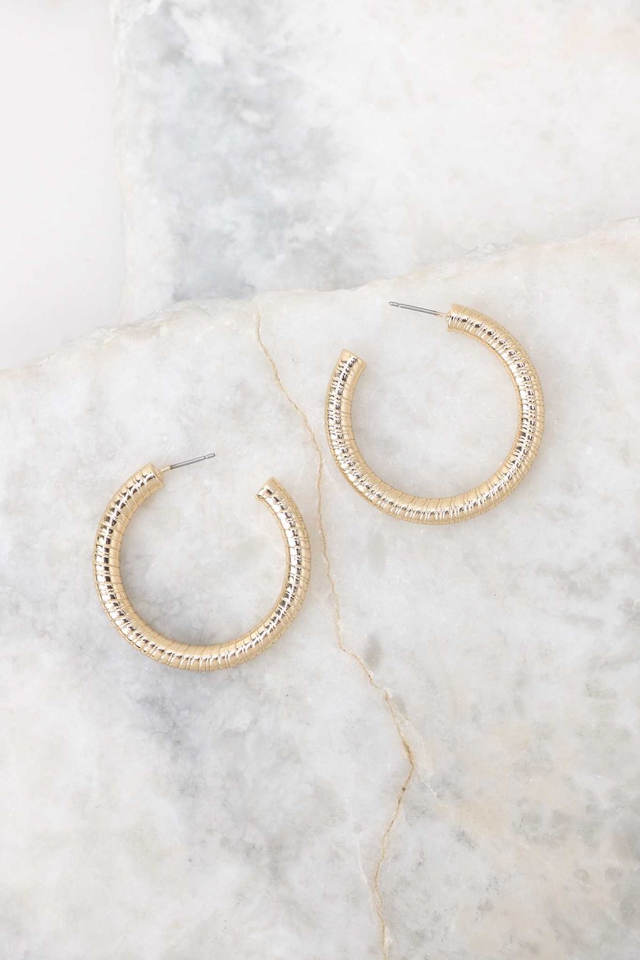 Jewelry Red Dress | Flipped A Switch Hoop Earrings Gold