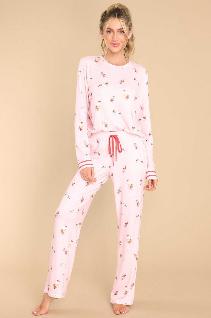Clothing PJ Salvage Matching Sets | Cabin & Cocktails Pj Pants Light Pink