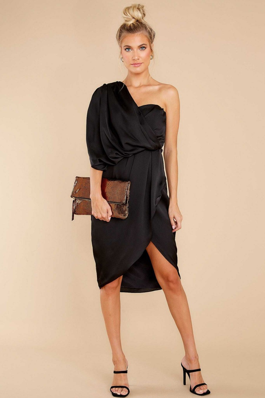 Clothing Red Dress Mini Dresses | Text Me Later Dress Black