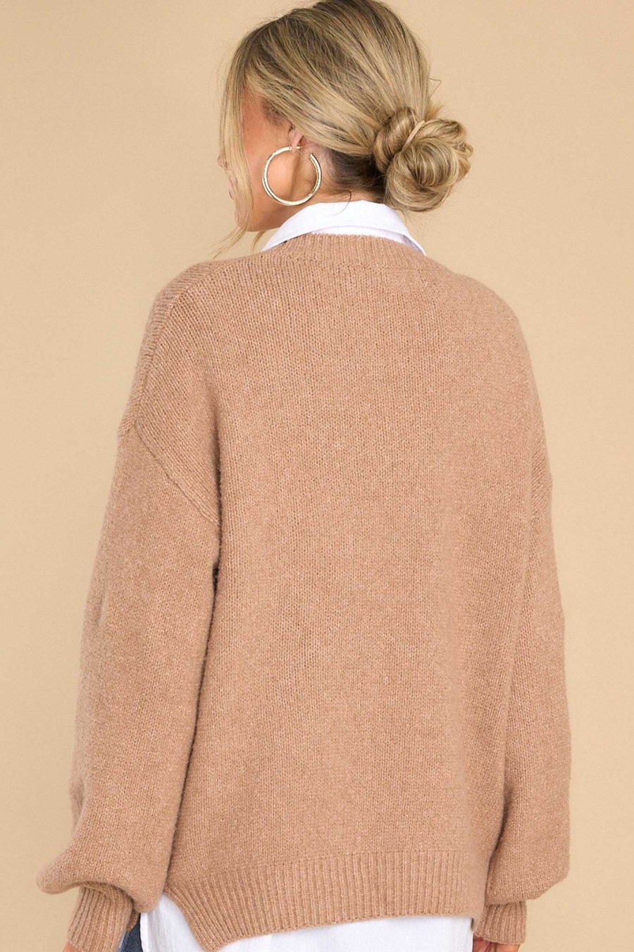 Clothing Red Dress Sweaters | From Time To Time Sweater Camel