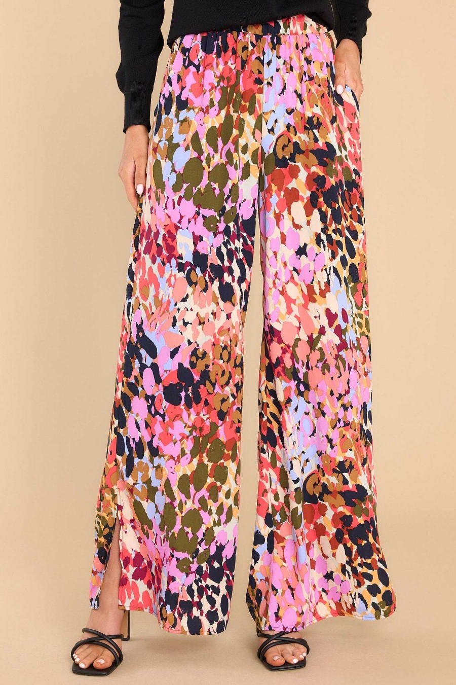 Clothing Red Dress Pants | Crazy For You Multi Print Pants Pink