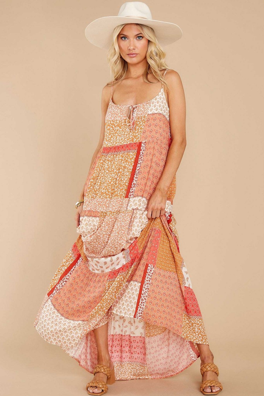 Clothing Red Dress Maxi Dresses | Met By Chance Orange Print Maxi Dress Multi
