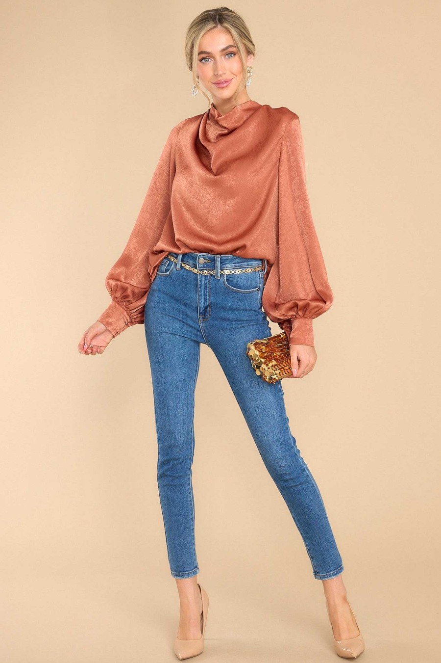 Clothing Aura Blouses & Shirts | It'S My Moment Top Terracotta