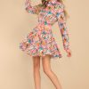Clothing Aura Mini Dresses | I Want That One Floral Print Dress Coral