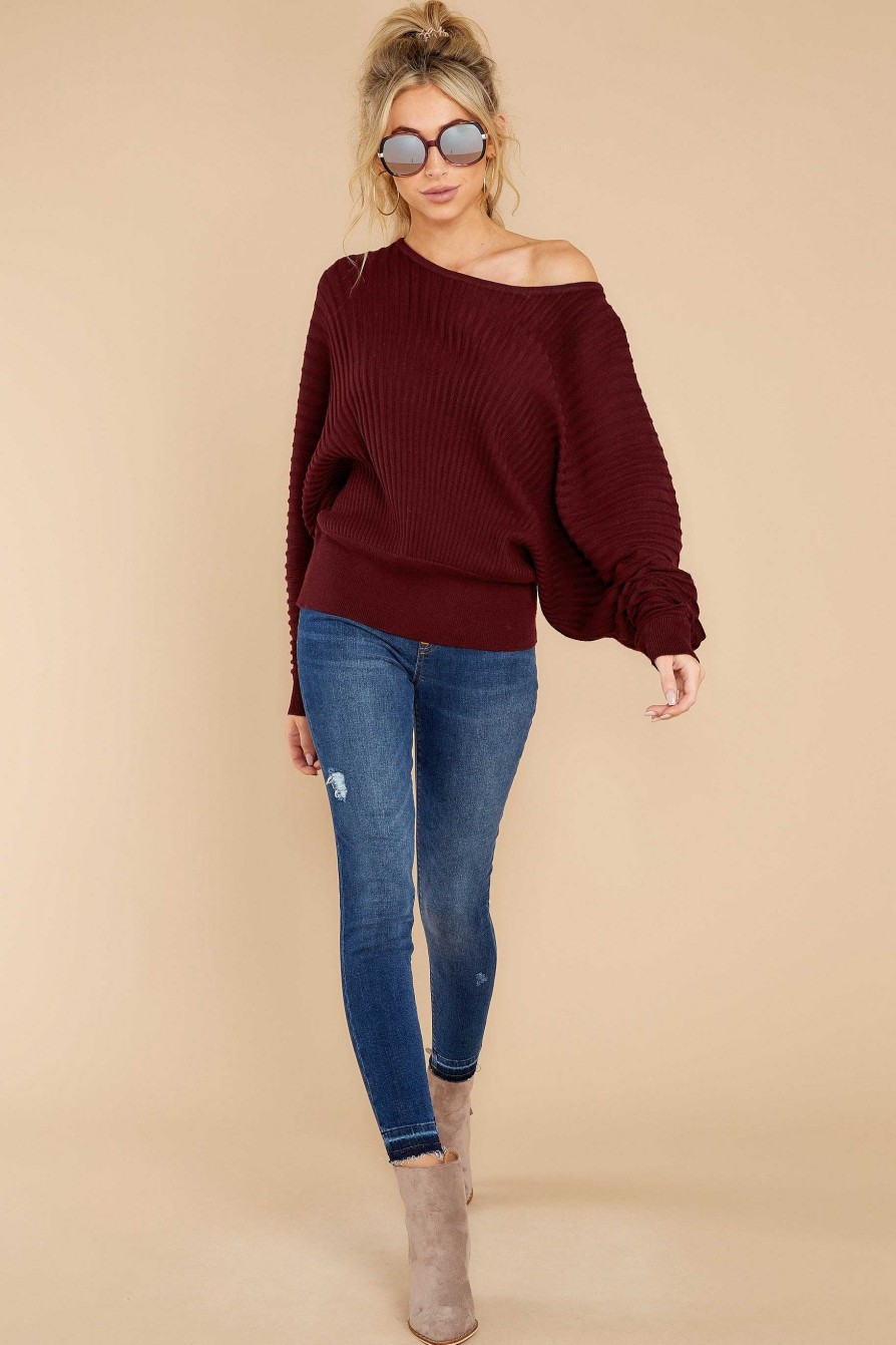 Clothing Red Dress Sweaters | News For You Sweater Merlot