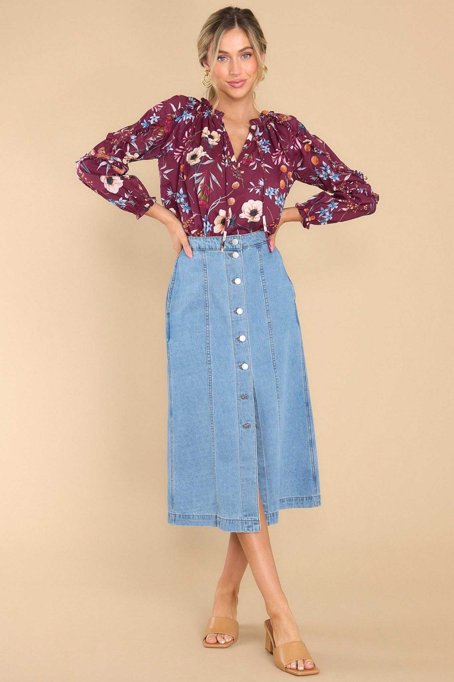 Clothing Olivia James The Label Blouses & Shirts | Davis Top Anemone Raspberry