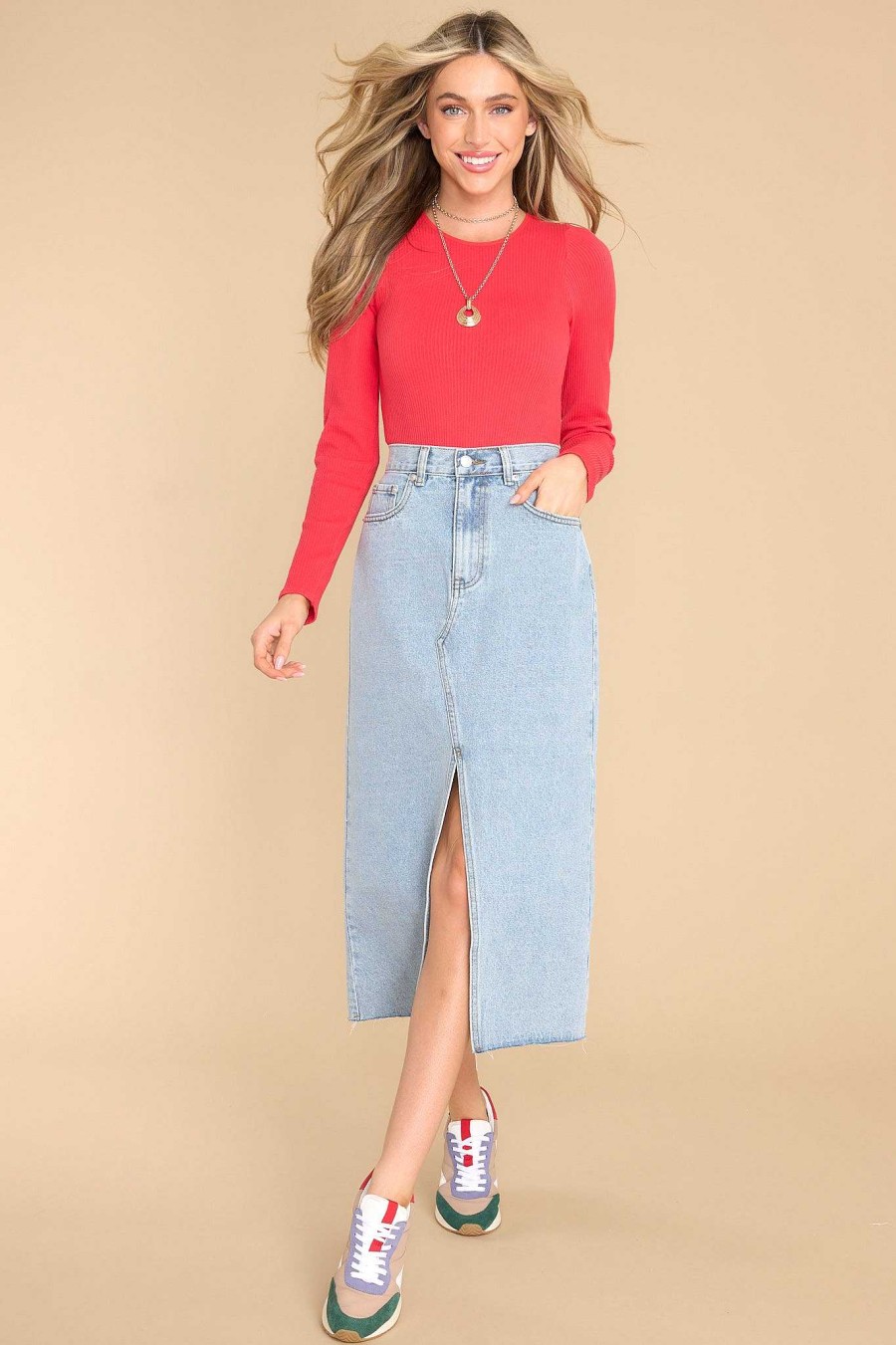 Clothing Red Dress Casual Tops | Protecting My Peace Ribbed Bodysuit Red