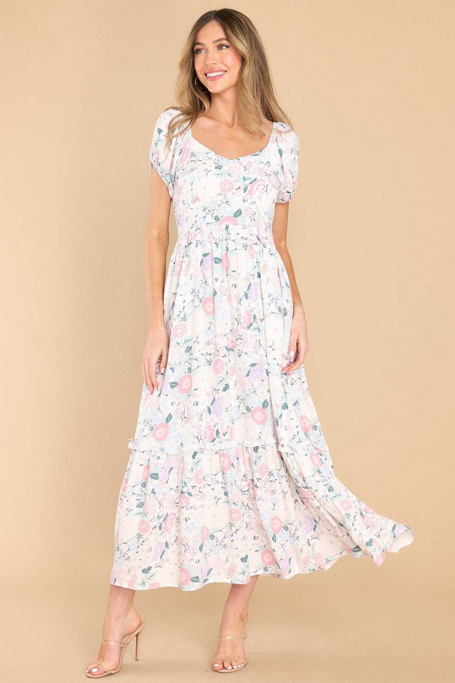 Clothing Red Dress Maxi Dresses | Sunrise Dream Floral Maxi Dress Ivory