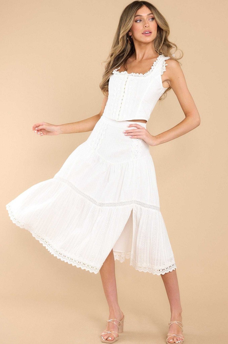 Clothing Aura Casual Tops | Looking My Best Eyelet Corset Top White
