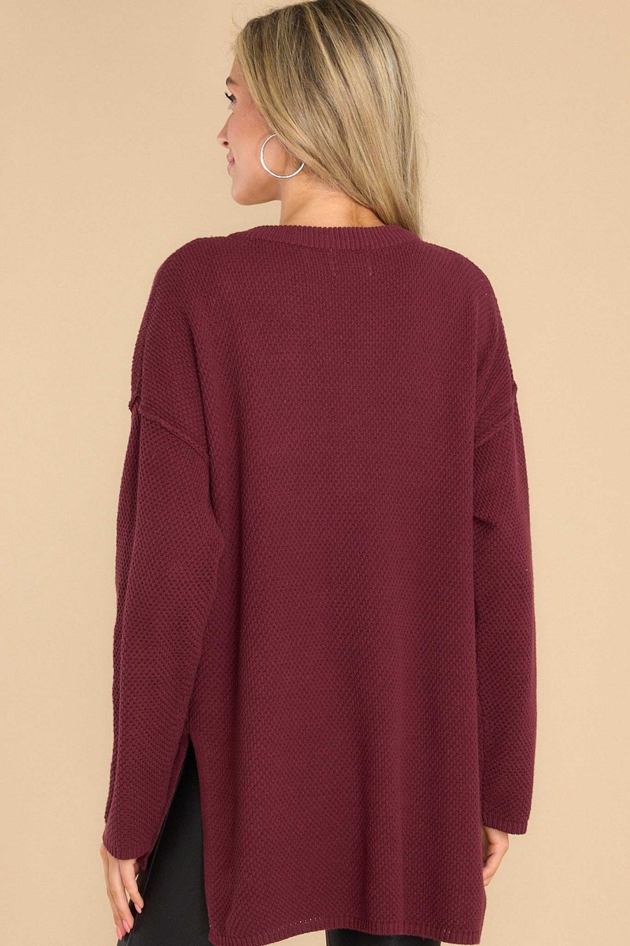 Clothing Red Dress Casual Tops | Fireside Chic Sweater Wine