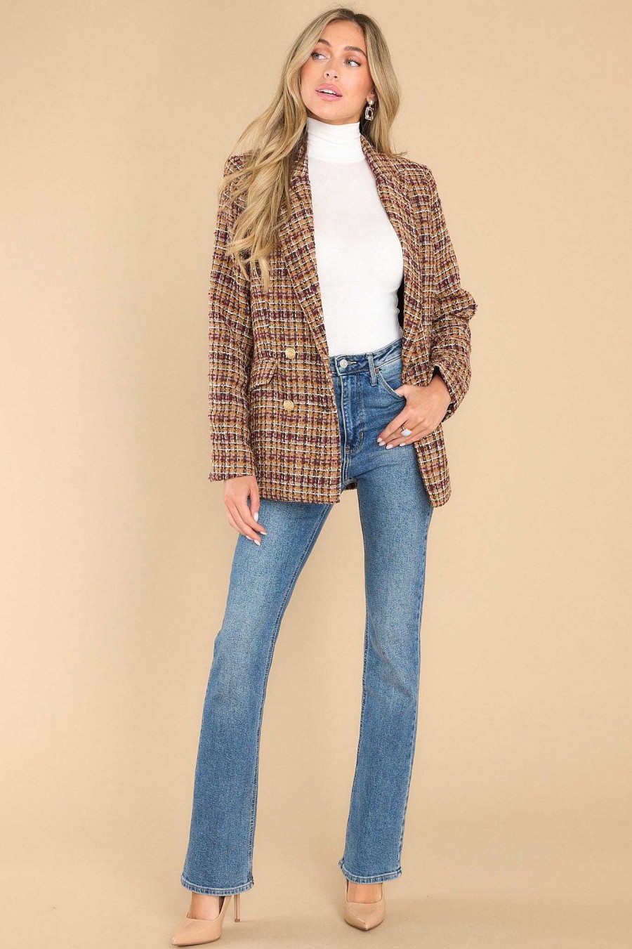 Clothing Aura Jackets | Never Felt Better Multi Tweed Coat Brown