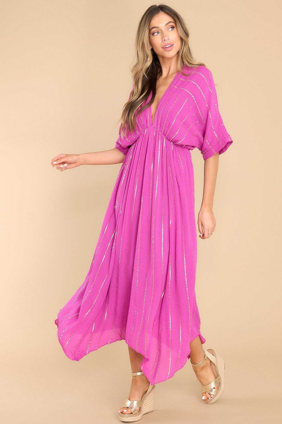 Clothing Red Dress Maxi Dresses | Always Shimmering Maxi Dress Magenta