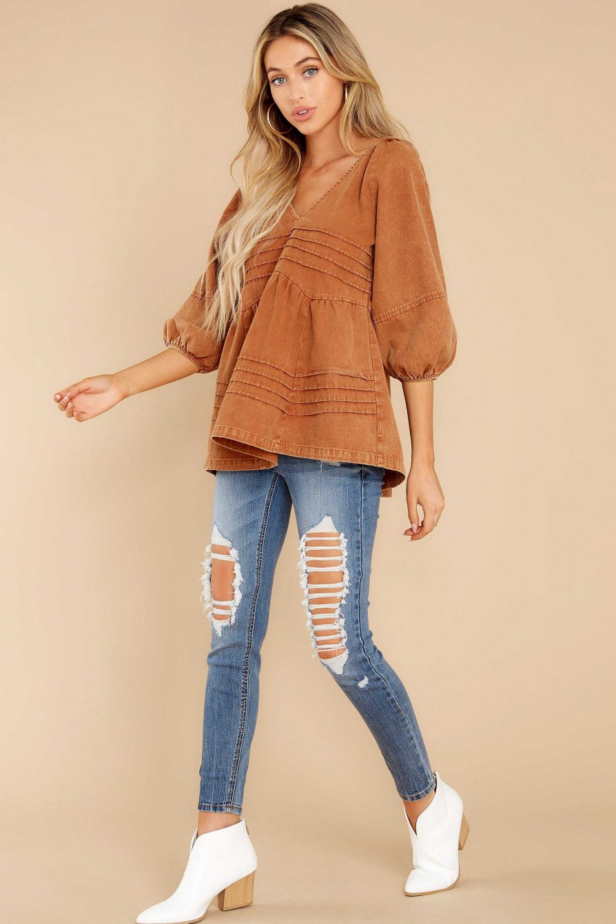 Clothing Red Dress Tunics | Gotta Play It Tunic Top Caramel