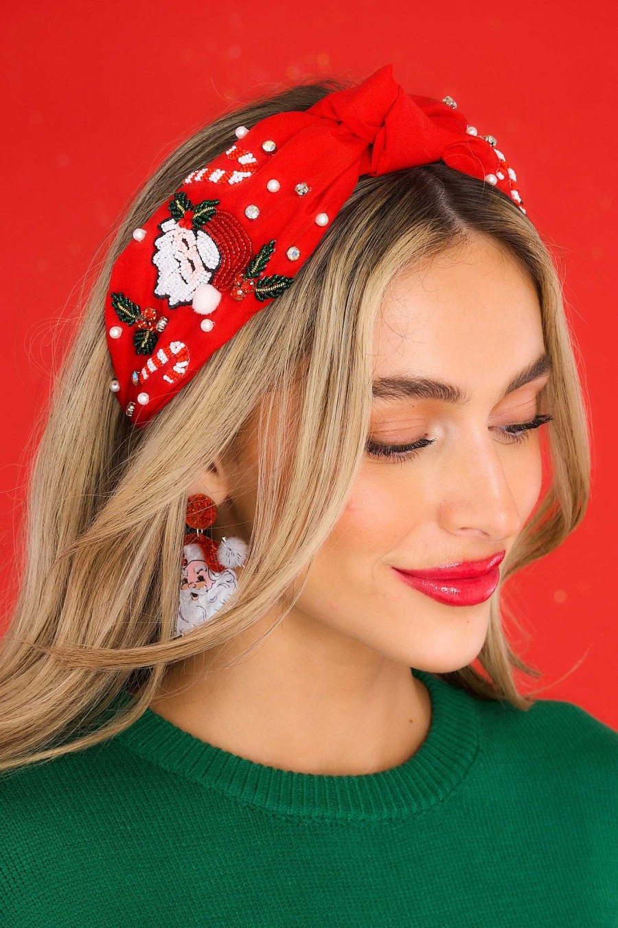 Accessories Red Dress Hair Accessories | Kissed Under The Mistletoe Headband Red