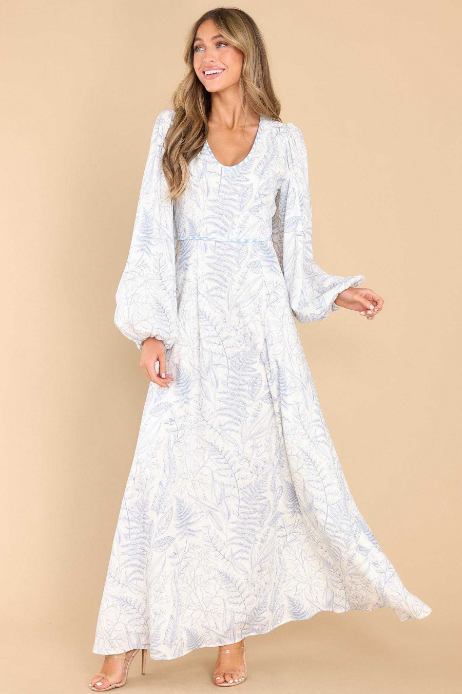 Clothing Aura Maxi Dresses | Practicing Peaceful Print Maxi Dress Blue