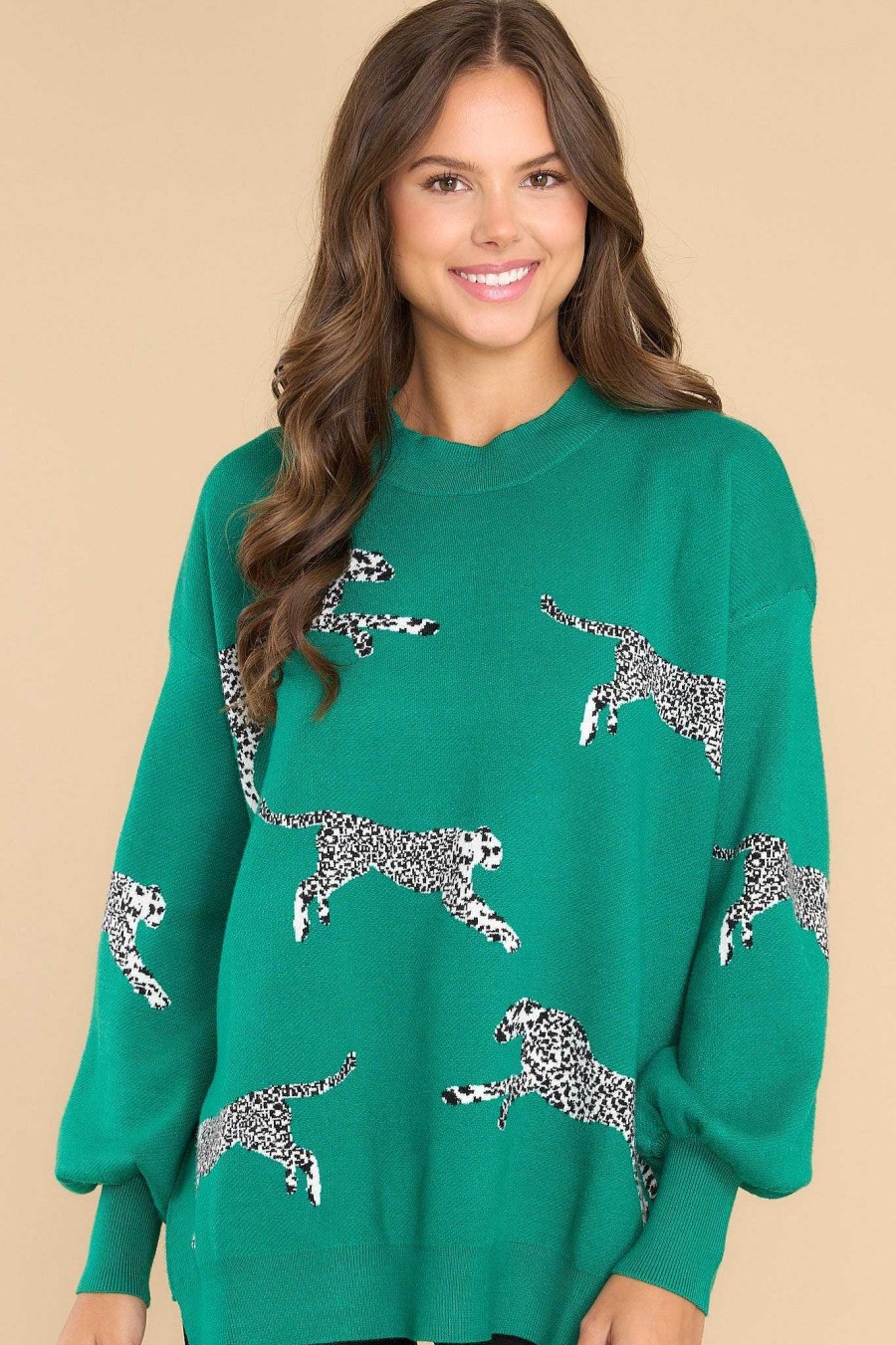 Clothing Red Dress Casual Tops | Always Fire Sweater Green