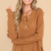 Clothing Red Dress Casual Tops | All The Humor Sweater Camel