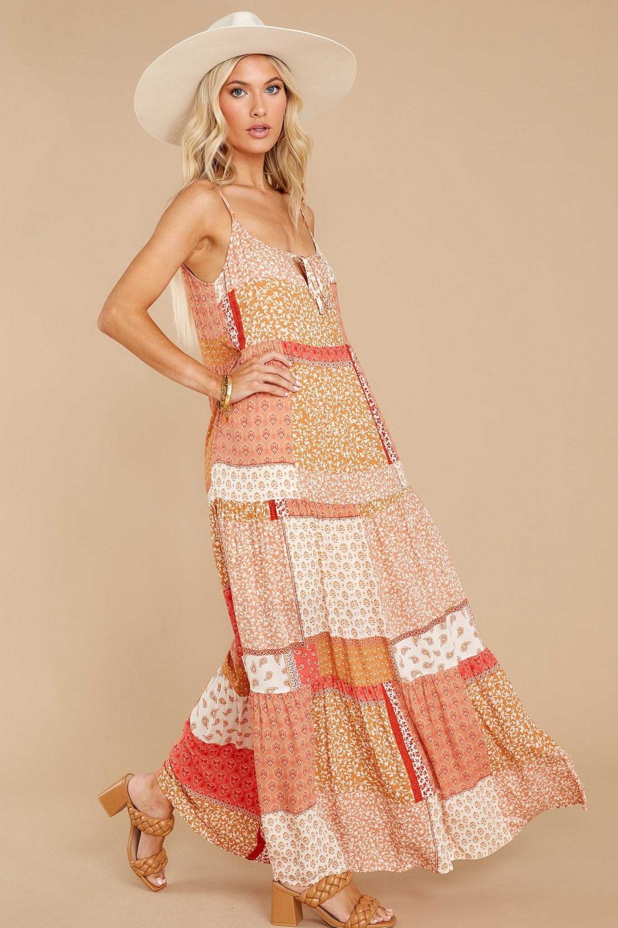 Clothing Red Dress Maxi Dresses | Met By Chance Orange Print Maxi Dress Multi