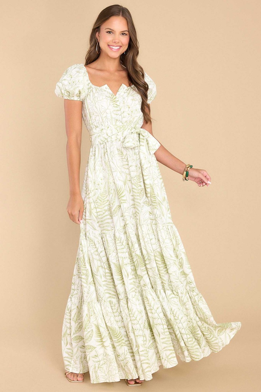 Clothing Aura Maxi Dresses | To New Hellos Print Maxi Dress Green