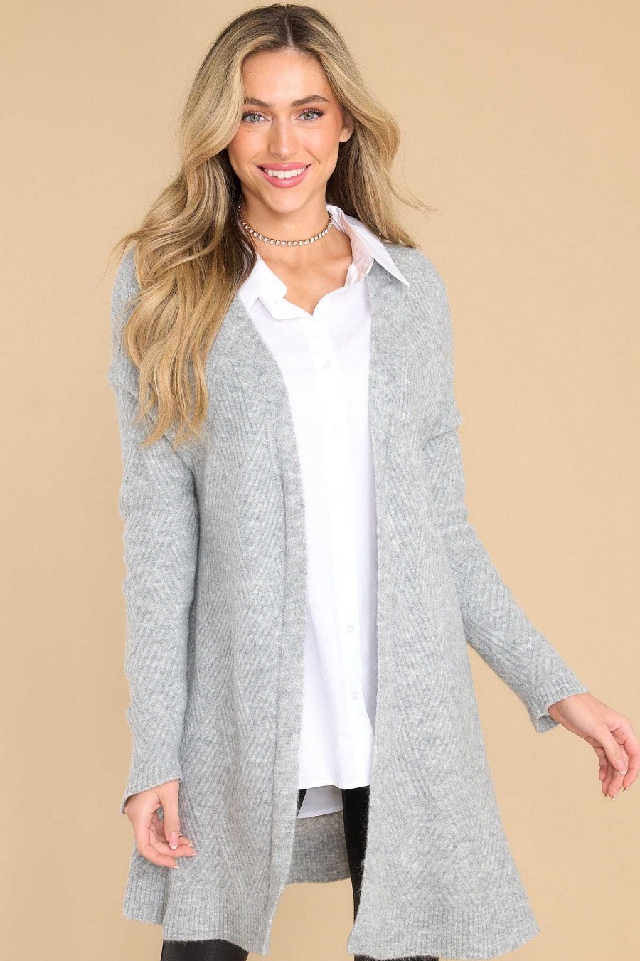 Clothing Red Dress Casual Tops | One Last Moment Cardigan Grey