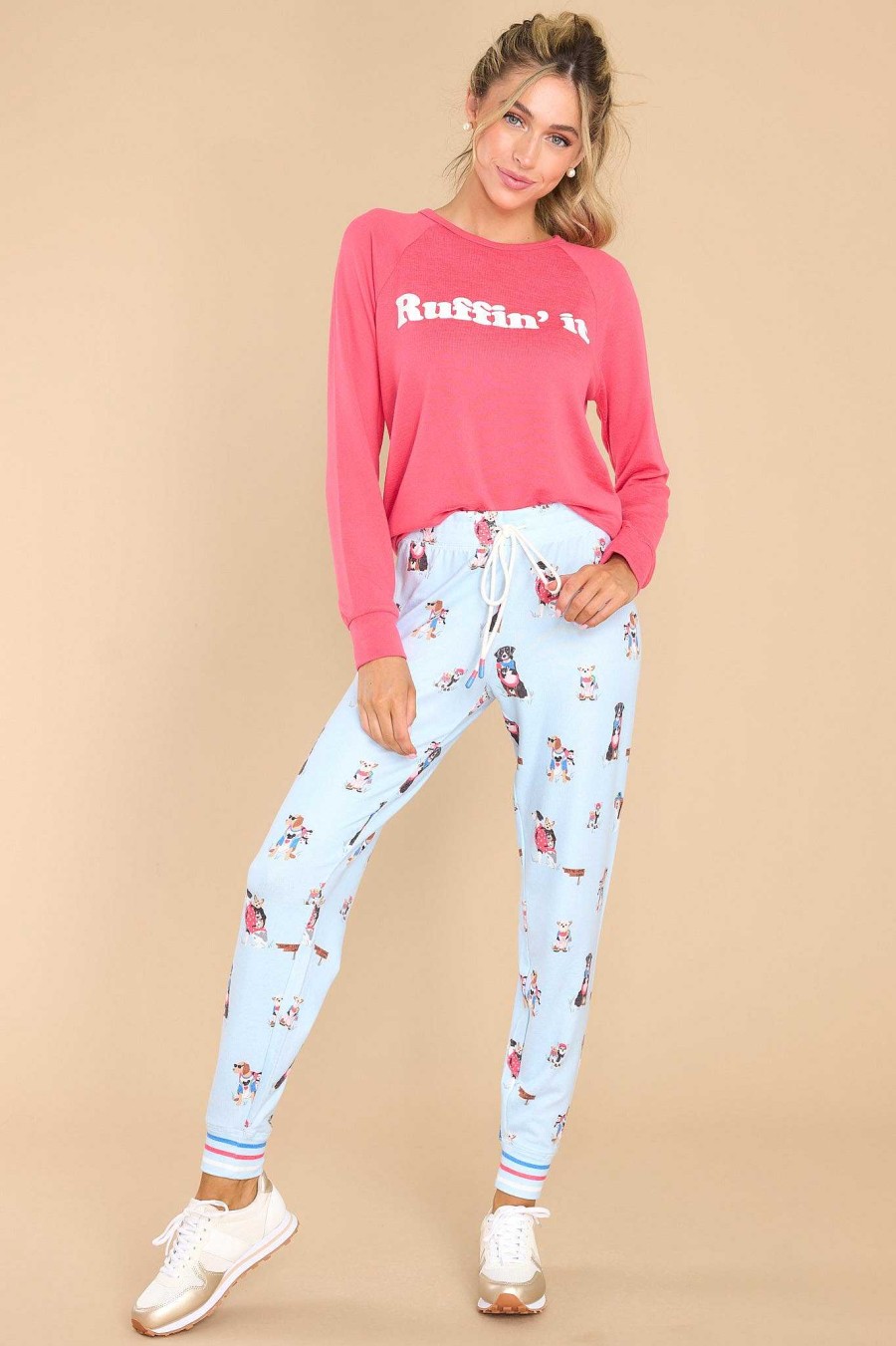 Clothing PJ Salvage Casual Tops | Ruffin' It Long Sleeve Top Red