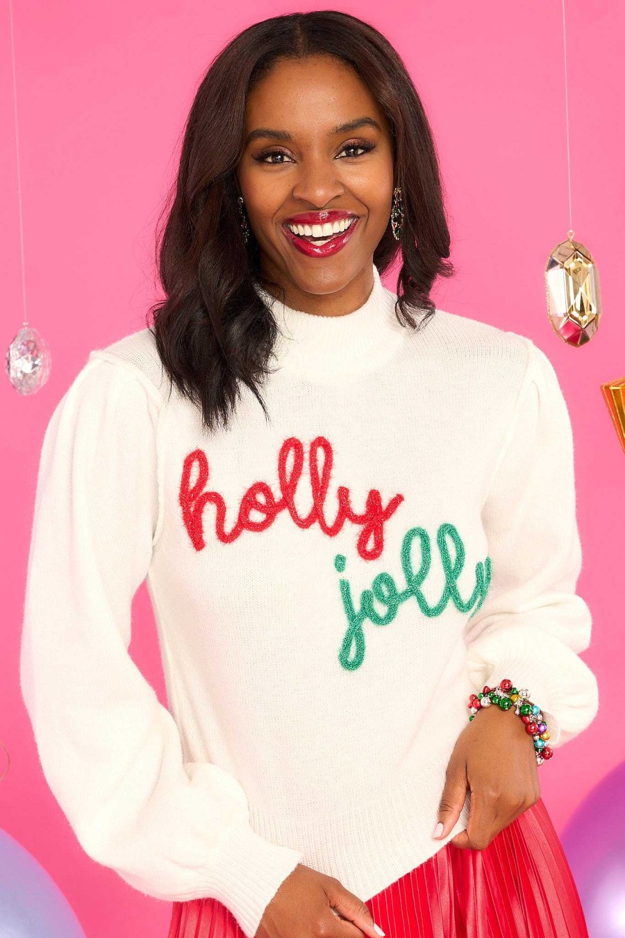Clothing Red Dress Sweaters | Ho Ho Holiday Sweater White