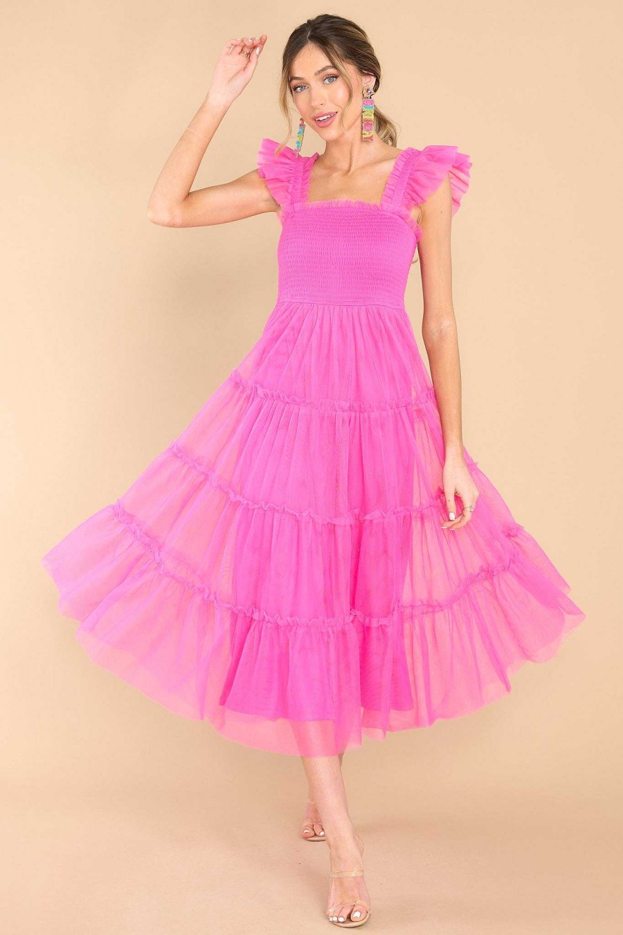 Clothing Red Dress Midi Dresses | With You Forever Midi Dress Pink