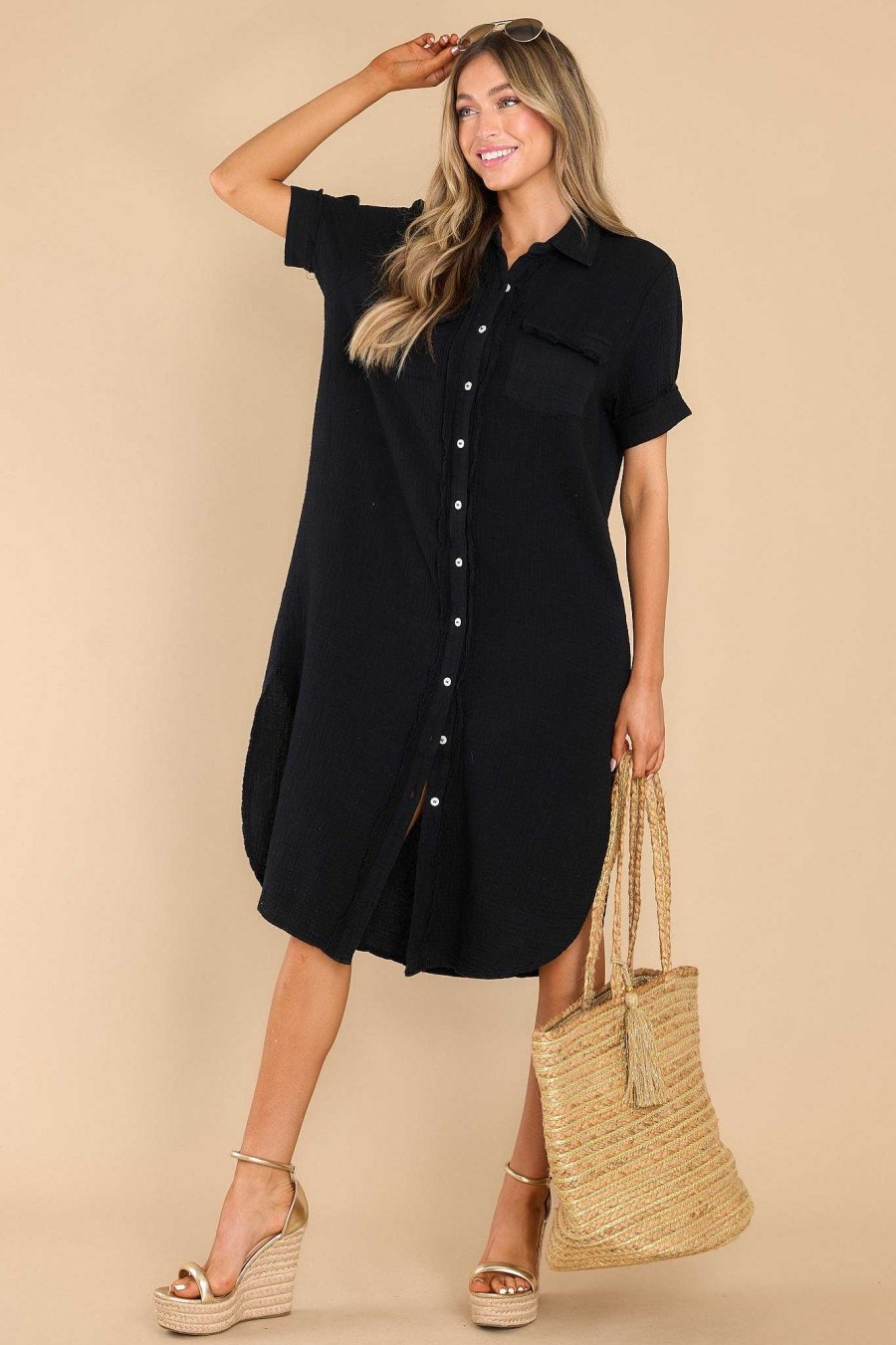 Clothing Red Dress Midi Dresses | Flawless And Free Midi Dress Black