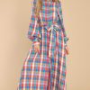 Clothing Aura Maxi Dresses | Closing That Door Multi Plaid Maxi Dress Blue