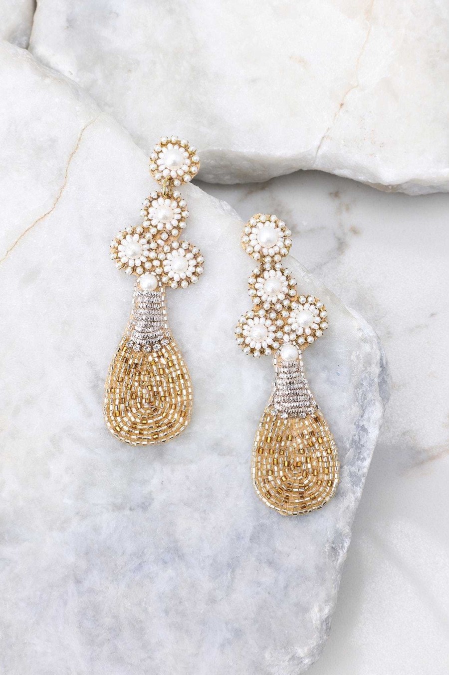 Jewelry Red Dress | Champagne Problems Beaded Earrings Gold
