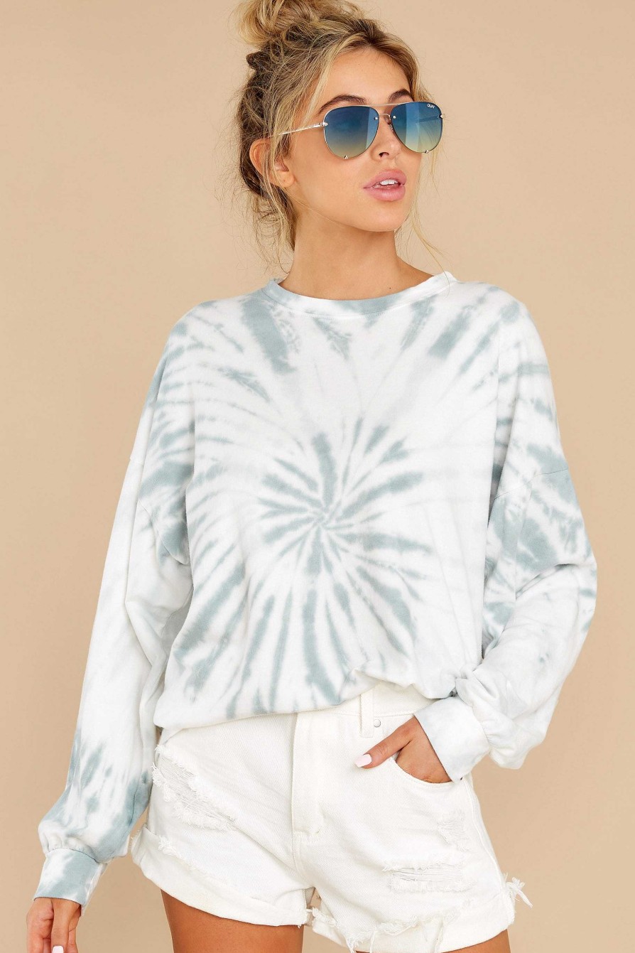 Clothing Red Dress Loungewear Tops | First Thought Spiral Tie Dye Top Sage