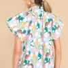 Clothing Aura Casual Tops | Sailing Away Multi Print Top Sky Blue