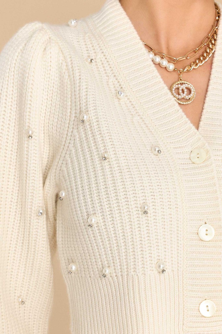 Clothing LoveShackFancy Casual Tops | Frances Crop Cardigan Antique White