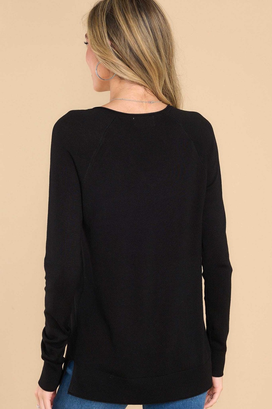 Clothing Red Dress Casual Tops | Traveling Far Sweater Black