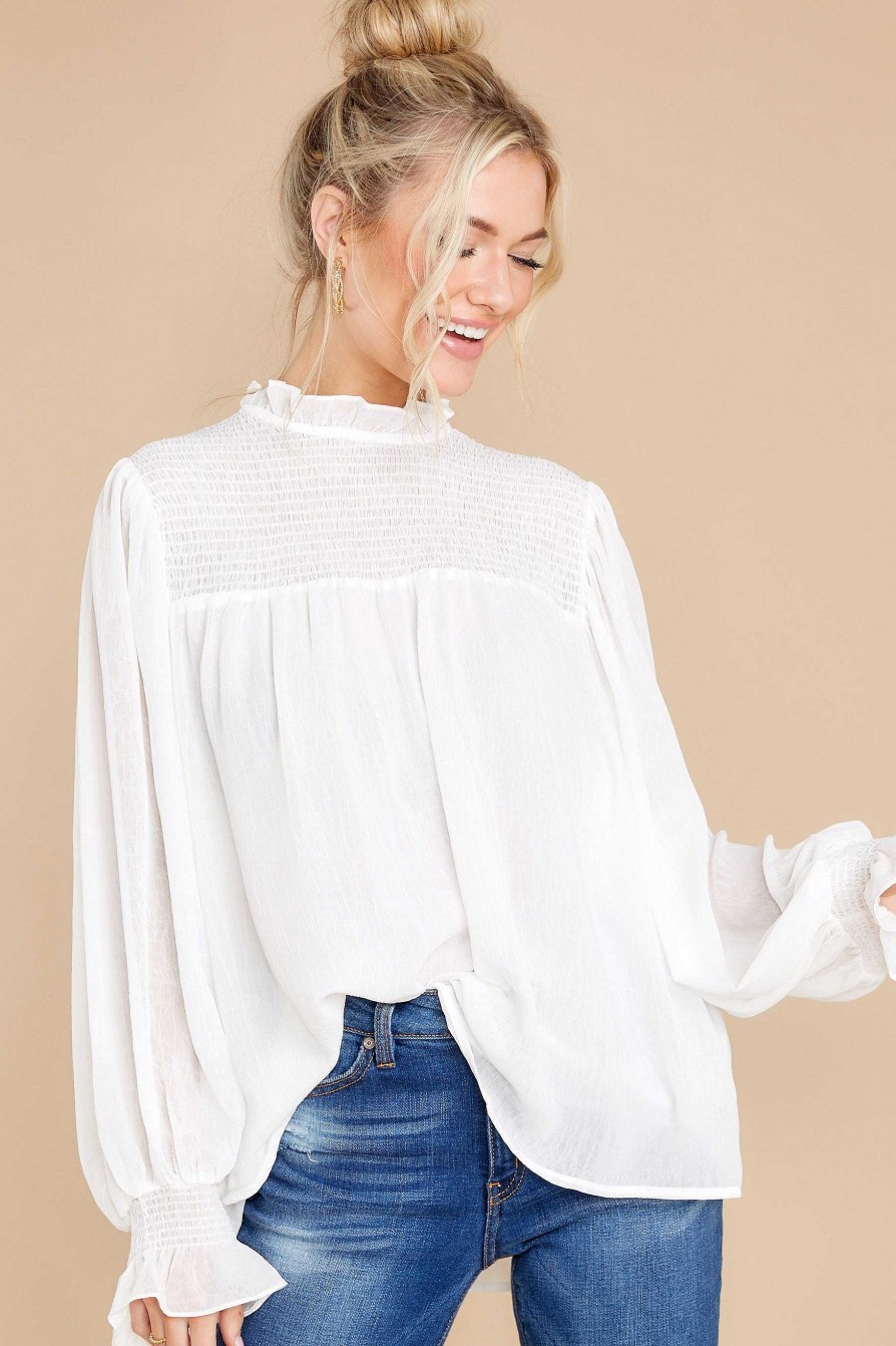 Clothing Red Dress Blouses & Shirts | Some Hearts Top White