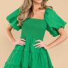 Clothing Red Dress Mini Dresses | That Way Smocked Dress Green