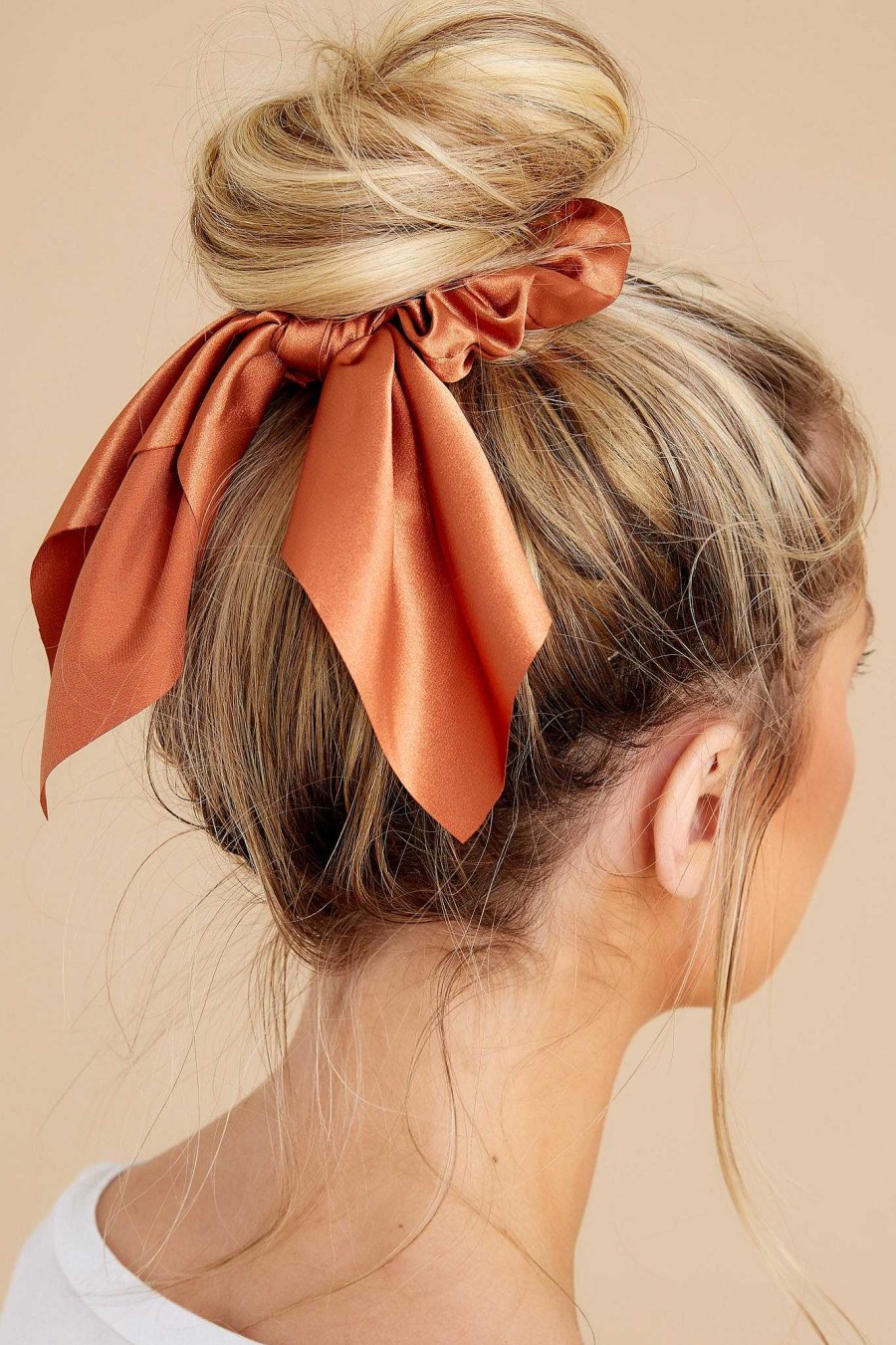 Accessories Red Dress Hair Accessories | Forget Me Knot Scrunchie Copper