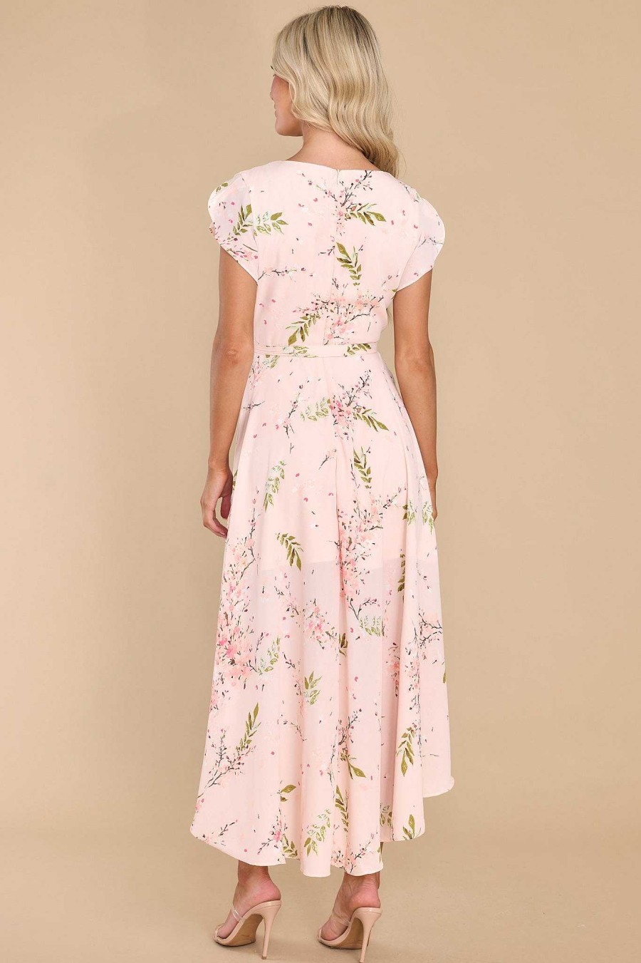 Clothing Red Dress Midi Dresses | Marvelous Charm Floral Print Maxi Dress Blush