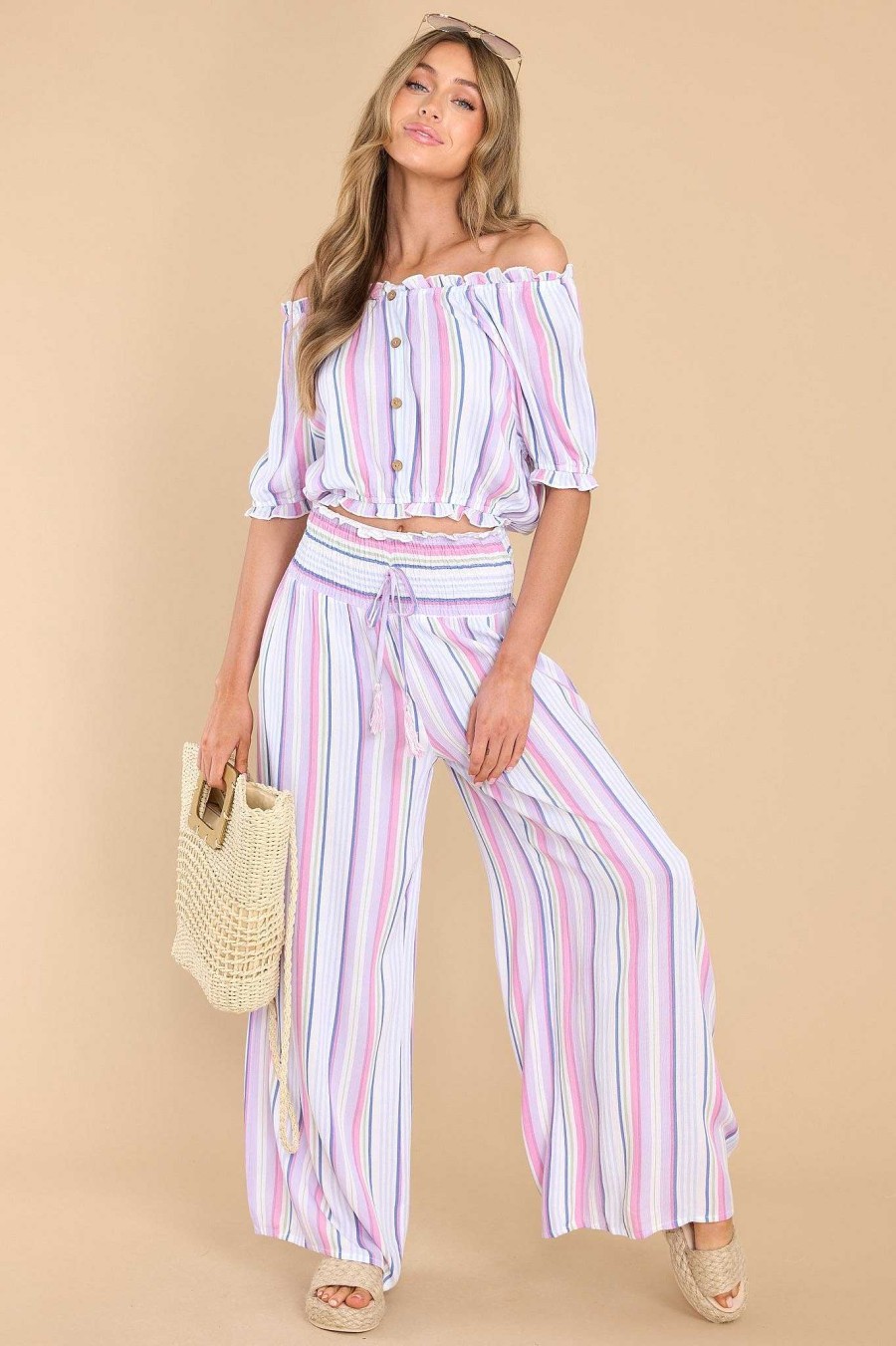 Clothing Red Dress Two Piece Sets | Feels Like Sunshine Stripe Two Piece Set Lilac