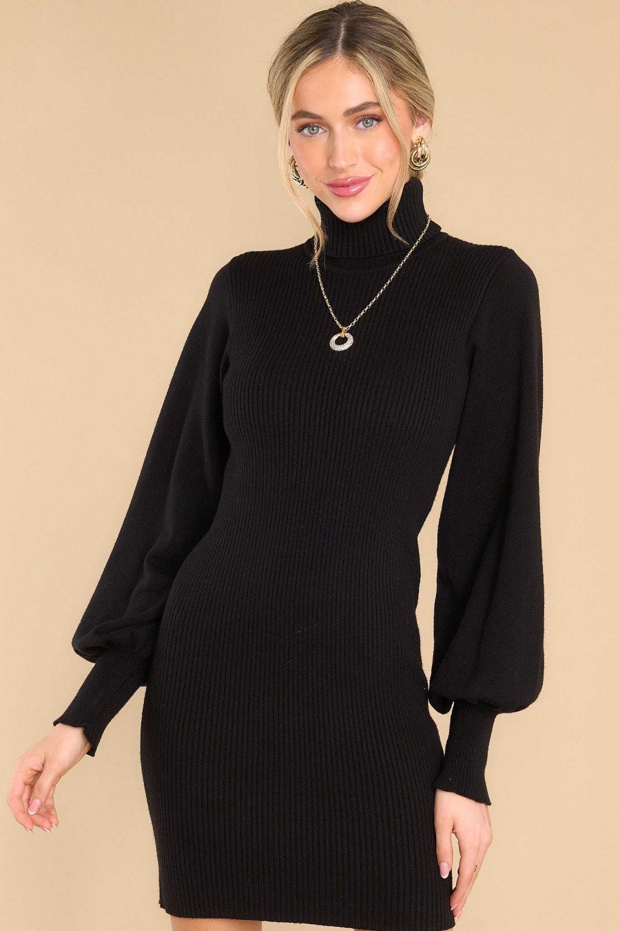 Clothing Red Dress Mini Dresses | Autumn Elegance Sweater Dress Black