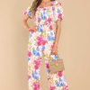 Clothing Red Dress Floral Dresses | Lushly Blooming Multi Floral Print Jumpsuit Pink