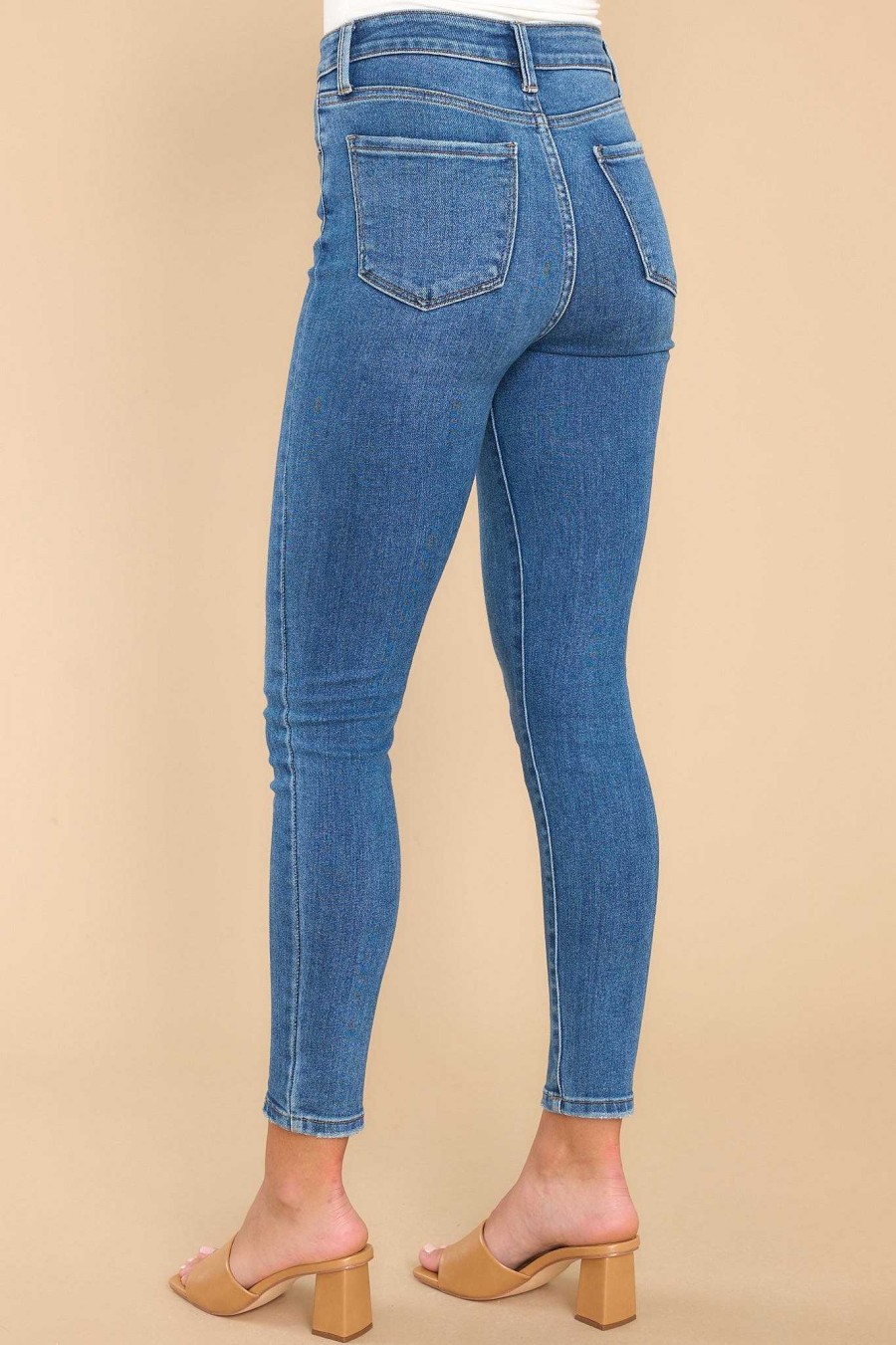 Clothing Just USA Cropped Denim | Perfect Vision Stretch Skinny Jeans Medium Wash