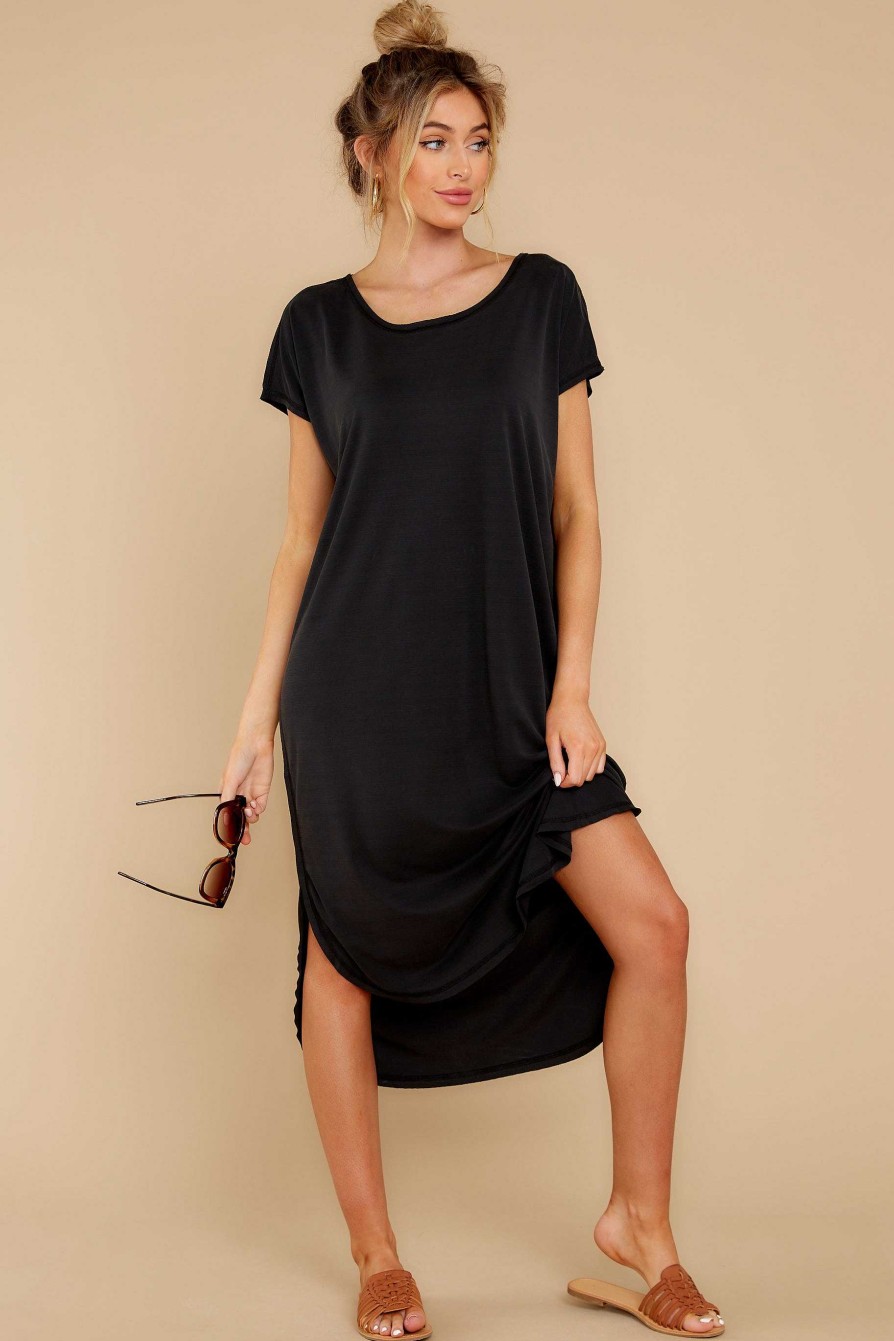 Clothing Red Dress Midi Dresses | Look For Comfort Dress Black