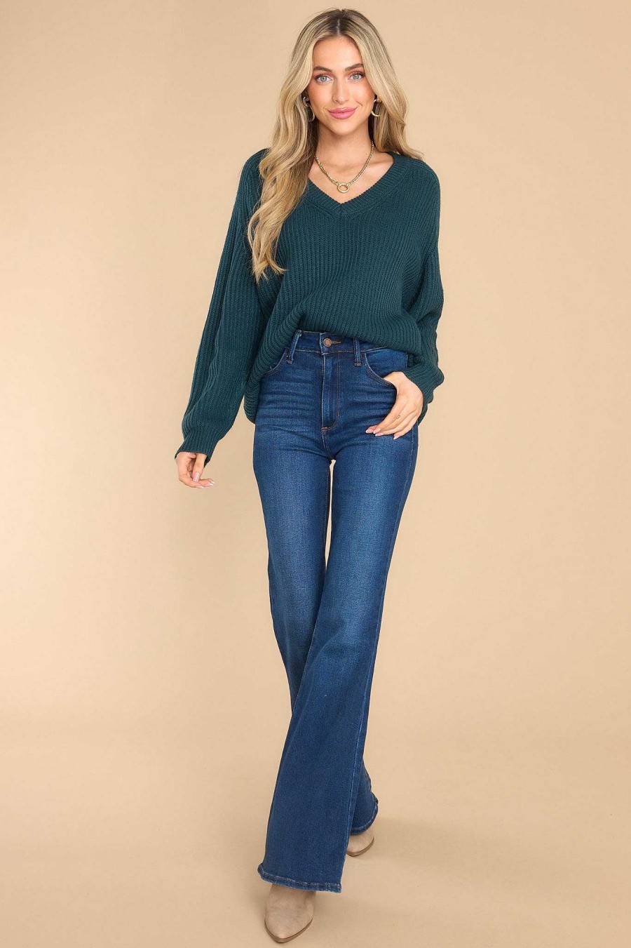 Clothing Red Dress Casual Tops | Just Makes Sense Sweater Dark Teal